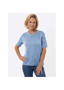 Kurzarmpullover Classic Basics "Boucl&eacute;-Pullover", Damen, Gr. 52, himmelblau, 100% Polyacryl, unifarben, Pullover