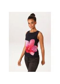 T-Shirt Aniston CASUAL, Damen, Gr. 46, pink (schwarz, rot, fuchsia, bordeaux, wei&szlig;, pink, apricot, gelb), Netz, Obermaterial: 95% Polyester, 5% Elasthan. Futter: 100% Polyester, bedruckt, gebl&uuml;mt, figurumspielend h&uuml;ftlang, Rundhals, Shirts T-Shirt, mit gro&szlig;fl&auml;chiger Batikbl&uuml;te vorne und hinten - NEUE KOLLEKTION