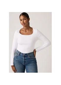Levi's Langarmshirt LEVI'S "ESSENTIAL SQRD NECK LONG SLEEVE", Damen, Gr. M (38), hellwei&szlig; rib, Single Jersey, Obermaterial: 95% Baumwolle, 5% Elasthan, unifarben, regular fit normal, eckiger Ausschnitt, Shirts Langarmshirt, mit eckigem Ausschnitt