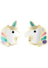 Adelia&acute;s Paar Ohrh&auml;nger ADELIA ́S "M&auml;dchen Ohrringe &ndash; Ohrstecker Einhorn aus 333 Gold mit Emaille", M&auml;dchen, Gr. M&auml;dchen, gold, Ohrringe, Geschenkidee: zeitlos und vielseitig