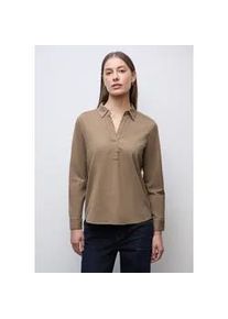 Langarmbluse Street One, Damen, Gr. 40, flowing beige, Web, 100% Baumwolle, unifarben, normal normal, V-Ausschnitt, B&uuml;ndchen, Blusen, aus reiner Baumwolle