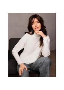 Stehkragenpullover CREATION L PREMIUM "Merino-Kaschmir-Pullover", Damen, Gr. 48/50, beige (ecru), 90% Schurwolle, 10% Kaschmir, unifarben, Pullover Stehkragenpullover