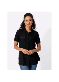 Longbluse Inspirationen, Damen, Gr. 44, schwarz, 100% Viskose, unifarben, Blusen Longbluse