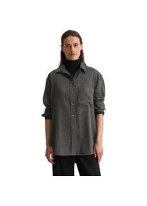 Marc O'Polo Langarmbluse MARC O'POLO "aus gestreiftem Baumwoll-Satin", Damen, Gr. 36, bunt (dunkelgrau), Obermaterial: 100% Baumwolle, gestreift, relaxed fit lang, Manschette, Blusen