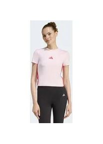 T-Shirt Adidas SPORTSWEAR "W 3S SJ BABY T", Damen, Gr. XXL, clear pink, pure ruby, Obermaterial: 93% Baumwolle, 7% Elasthan, Rundhals, Shirts T-Shirt, schmale Passform, Rundhalsausschnitt, mit Elasthan-Anteil