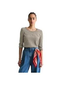 Marc O'Polo Langarmshirt MARC O'POLO DENIM "aus Heavy Slub Jersey", Damen, Gr. XXL, schwarz braun, Obermaterial: 100% Baumwolle, gestreift, Basic, regular fit, Rundhals, normaler Saum, Shirts Langarmshirt