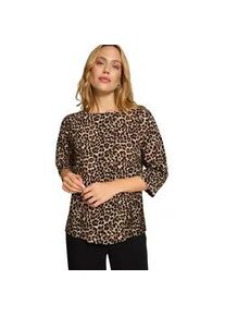 Hemdbluse Zero "Damen mit Rundhalsausschnitt", Damen, Gr. 38, beigeschwarz, Web, Obermaterial: 100% Viskose, bedruckt, figurbetont normal, Rundhals, eng, Blusen Hemdbluse