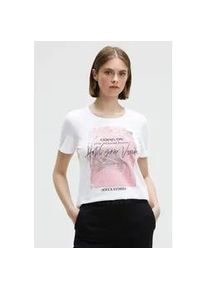 Rundhalsshirt SOCCX, Damen, Gr. XL, wei&szlig;, Single Jersey, Material: 100% Baumwolle, Glitzermuster, bedruckt, slim fit normal, Rundhals, eingesetzt gerader Abschluss, Shirts Rundhalsshirt, aus Baumwolle