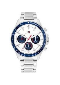 Multifunktionsuhr Tommy Hilfiger "CLARK", edelstahlfarben, wei&szlig;, Armbanduhren, Herren, Quarzuhr, Armbanduhr, Herrenuhr, Edelstahlarmband, analog
