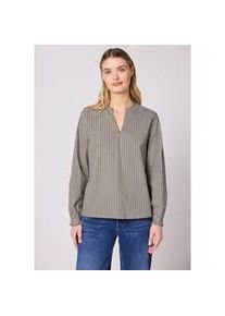 Langarmbluse Street One, Damen, Gr. 34, light terra mocha, Web, 79% Baumwolle, 19% Polyamid, 2% Elasthan, gestreift, normal normal, Rundhals, elastischer Bund, Blusen, mit geschlitztem Rundhalsausschnitt