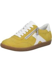 Sneaker Rieker, Damen, Gr. 37, senf, wei&szlig;, Lederimitat, Nubuklederimitat, unifarben mit Farbeinsatz, Schuhe Sneaker, Halbschuh, Freizeitschuh, Schn&uuml;rschuh mit Rei&szlig;verschluss