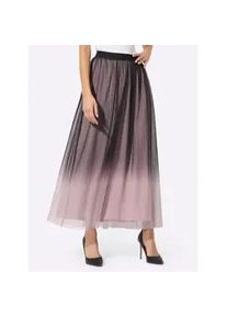 CR&Eacute;ATION L Meshrock CREATION L, Damen, Gr. 21, lila (schwarz, mauve, bedruckt), 100% Polyester, bedruckt, gemustert, mehrfarbig, lang, R&ouml;cke