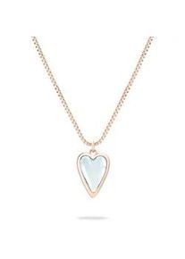 Kette mit Anh&auml;nger Liebeskind Berlin "Schmuck Geschenk Edelstahl Halskette Glass Heart", ros&eacute;goldfarben, transparent, Halsketten, Damen, Edelstahl, L: 45 B: 1,3mm, mit Glasstein, B:1,3mm