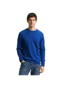 Rundhalspullover Tom Tailor, Herren, Gr. XXL, smoky blau melange, Strick, Obermaterial: 100% Baumwolle, meliert, regular fit h&uuml;ftbedeckend, Rundhals, B&uuml;ndchen, Pullover Rundhalspullover, mit Logostickerei