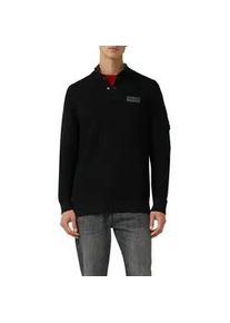 Strickpullover s.Oliver, Herren, Gr. XL, schwarz, Strick, Obermaterial: 100% Baumwolle, unifarben, regular fit normal, ohne Ausschnitt, Rippb&uuml;ndchen, Pullover Strickpullover, mit Logo Stickerei