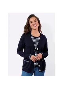 Strickpullover Casual Looks "Twinset", Damen, Gr. 54, marine, ecru, geringelt, 100% Baumwolle, gemustert, gestreift, unifarben, Pullover Strickpullover