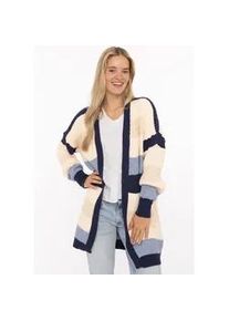 Strickjacke Zwillingsherz "Streifen", Damen, Gr. S/M, blau, Strick, Obermaterial: 50% Viskose, 28% Polyacryl, 22% Polyamid, Po-bedeckend, ohne Ausschnitt, Strickjacken Strickjacke, mit Blockstreifen