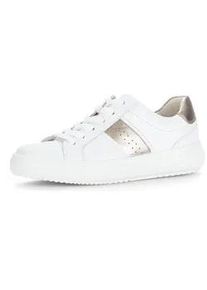 Plateausneaker Gabor, Damen, Gr. 41, wei&szlig;, goldfarben, Leder, Textil, Schuhe Plateausneaker, Freizeitschuh, Halbschuh, Schn&uuml;rschuh mit weichem Schaftrand