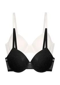 Halbschalen-BH Dorina "Emersyn", Damen, Gr. 70, Cup D, schwarz (schwarz, ivory), Obermaterial: 64% Polyamid, 27% Polyester, 9% Elasthan, BHs, gepolsterte Cups, st&uuml;tzende B&uuml;gel