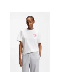 HUGO BOSS T-Shirt HUGO BLUE "Vintage Tee", Damen, Gr. S (36), natural 102, Single Jersey, Obermaterial: 100% Baumwolle, unifarben, relaxed fit h&uuml;ftbedeckend, Rundhals, Shirts T-Shirt, im Relaxed Fit