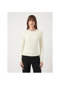 Langarmshirt Y.A.S "YASPALOMA LS TOP NOOS", Damen, Gr. XS, wei&szlig; (pristine), Jersey, Obermaterial: 67% Viskose, 30% Polyester, 3% Elasthan, unifarben, slim fit normal, Rundhals, Shirts Langarmshirt