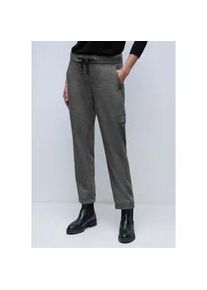 Cargohose Street One, Damen, Gr. 46, L&auml;nge 28, schwarz, Stoff, 75% Polyester, 20% Viskose, 5% Elasthan, unifarben, loose fit normal, Hosen Cargohose, mit Elastikbund und Tunnelzugb&auml;ndchen