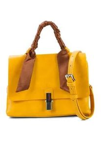 Schultertasche Harpa "SUSI", Damen, Gr. B/H/T: 11cm x 18cm x 25cm, gelb, Polyurethan (PU), unifarben, Taschen Schultertasche, mit zwei F&auml;chern