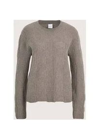 Madeleine Mode Longpullover MADELEINE "Kaschmirpullover Glamour&ouml;ser Stricksweater mit Rundhals", Damen, Gr. 36/38, silber (cappuccino, silberfarben), Obermaterial: 90% Kaschmir WS. 10% metallisierte Fasern MTF., Modern, Pullover Longpullover, Allover-Strickmuster