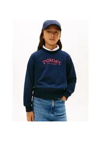 Sweatshirt Tommy Hilfiger, M&auml;dchen, Gr. 10 (140), schwarz night navy, Sweatware, Obermaterial: 78% Baumwolle, 18% Polyester, 4% Elasthan, unifarben, regular fit normal, Rundhals, eingesetzt Rippb&uuml;ndchen, Sweatshirts Sweatshirt, Regular fit, f&uuml;r Kinder bis 16 Jahre