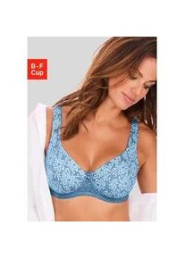 T-Shirt-BH Nuance, Damen, Gr. 100, Cup B, blau (blau, wei&szlig;), Jersey, Obermaterial: 85% Baumwolle, 10% Polyamid, 5% Elasthan, BHs T-Shirt-BH, mit B&uuml;gel und breiteren Tr&auml;gern, Topseller