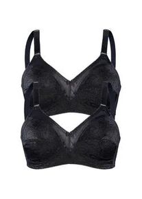 Sassa Mode Soft-BH SASSA "2er Pack Soft BH SHINY JACQUARD", Damen, Gr. 110, Cup B, schwarz (schwarz schwarz), Obermaterial: 50% Polyester PES. 47% Polyamid PA. 3% Elasthan EL., BHs Soft-BH