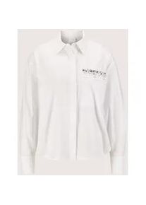 Madeleine Mode Langarmbluse MADELEINE "Hemdbluse Elegante Bluse mit Strassdetails", Damen, Gr. 34, wei&szlig;, Obermaterial: 65% Baumwolle CO. 31% Polyamid PA. 4% Elasthan EL., Modern, Blusen