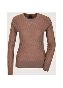 Madeleine Mode Longpullover MADELEINE "Feinstrickpullover Wollpullover mit grafischem Muster", Damen, Gr. 36/38, beige (mandel), Obermaterial: 100% Schurwolle WV., Modern, Pullover Longpullover, Struktur-Strickmuster