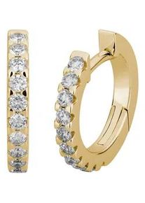 Paar Creolen LYOMI "585/-Gelbgold 20 synth. Diam. 0,47ct.", gelb, wei&szlig;, Ohrringe, Damen, one-size, 0,47 VS = sehr kleine Einschl&uuml;sse, Gold