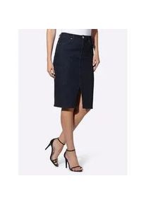 Jeansrock Heine, Damen, Gr. 42, dunkelblau, 98% Baumwolle, 2% Elasthan, unifarben, knielang, R&ouml;cke Jeansrock