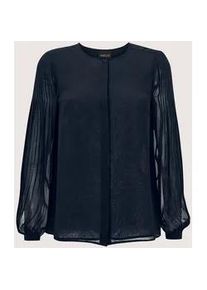 Madeleine Mode Langarmbluse MADELEINE "Chiffonbluse Elegante Bluse mit plissiertem R&uuml;ckenteil", Damen, Gr. 40, blau (marine), Obermaterial: 100% Polyester PES., Modern, Blusen, Modische Chiffonbluse im R&uuml;ckenteil plissiert