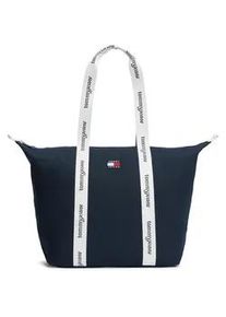 Tommy Hilfiger Tragetasche TOMMY JEANS "TJW ESS DAILY TOTE", Damen, Gr. B/H/T: 52cm x 34cm x 22cm, nachtblau, Textil, Taschen, Schultertasche, Shopper mit kontrastiven Henkeln