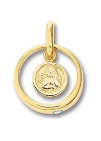 Kettenanh&auml;nger ONE ELEMENT "Zirkonia Taufring mit Schutzengel Anh&auml;nger aus 333 Gelbgold", gold, Schmuckanh&auml;nger, M&auml;dchen, Gelbgold 333 Gold, Gelbgold 333, Gold, Kettenanh&auml;nger, Symbolische Note &ndash; harmonisch gestaltet mit Liebe zum Detail