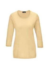 3/4 Arm-Pullover GOLDNER "Gepflegter Ajour-Pullover mit femininen Durchbr&uuml;chen", Damen, Gr. 42, gelb (pastellgelb), Obermaterial: 100% Polyacryl PAN., normal, Sonstiges, Pullover, Ohne