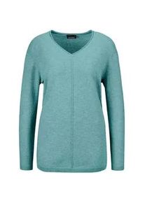 Strickpullover GOLDNER "Kurzgr&ouml;&szlig;e Basicpullover mit V-Ausschnitt", Damen, Gr. 24, blau (aqua), Obermaterial: 100% Kaschmir WS., Rippe, Pullover Strickpullover, Aufwendig in Form gestrickt