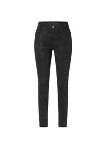Skinny-fit-Jeans MAC "DREAM SKINNY chain glitter", Damen, Gr. 42, L&auml;nge 32, schwarz, schwarz, Denim/Jeans, Obermaterial: 83% Baumwolle, 15% Polyester, 2% Elasthan, gemustert, skinny fit kn&ouml;chellang, Jeans, mit Glitzersteine Muster