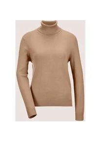 Madeleine Mode Longpullover MADELEINE "Strickpullover Schmaler Feinstrickpullover", Damen, Gr. 34, braun (caramel), Obermaterial: 70% Viskose CV. 30% Polyamid PA., Modern, normal, Pullover Longpullover, Feinstrick