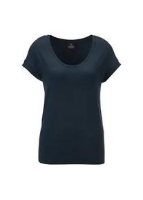 Madeleine Mode Kurzarmshirt MADELEINE "Jerseybluse Elegantes Viskose-Oberteil", Damen, Gr. 46, blau (marine), Obermaterial: 95% Viskose CV. 5% Elasthan EL., Modern, normal, Shirts, Viskose Jersey