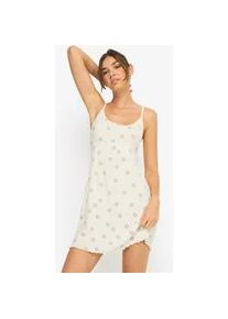 Neglig&eacute; LSCN BY LASCANA, Damen, Gr. 44/46, N-Gr, ecru bedruckt, Rippware, Obermaterial: 92% Viskose (LENZINGTM), 8% Elasthan, bedruckt, unifarben, schmal ca. Mitte Oberschenkel, tiefer Rundhals, Kleider Neglig&eacute;, mit All-over Print