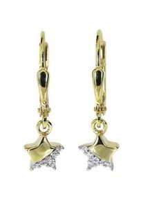 Paar Ohrh&auml;nger OSTSEE-SCHMUCK "- Stern - Gold 333/000 - Zirkonia" Gr. 22, gold (gold 333, goldfarben, gelb), Ohrringe, Damen, Gelbgold 333