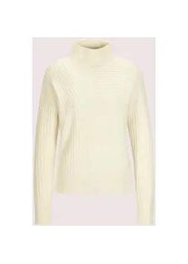 Madeleine Mode Longpullover MADELEINE "Strickpullover Eleganter Wollpullover mit Stehkragen", Damen, Gr. 44/46, wei&szlig; (wollwei&szlig;), Obermaterial: 90% Schurwolle WV. 10% Kaschmir WS., Modern, Pullover Longpullover, Mustermix