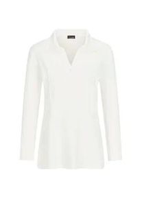 Langarmshirt GOLDNER "Halbarm Blusenshirt mit Hemdkragen", Damen, Gr. 48, wei&szlig; (cremewei&szlig;), Obermaterial: 95% Viskose CV. 5% Elasthan EL., Modisch, Shirts Langarmshirt, Biesen