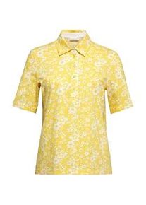 Poloshirt GOLDNER "Pikee-Druckpoloshirt", Damen, Gr. 54, gelb (margerite, wei&szlig;), Obermaterial: 100% Baumwolle CO., normal, Sonstiges, Shirts, Ohne