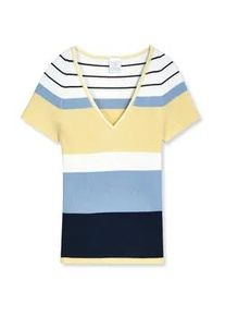 Madeleine Mode Longpullover MADELEINE "Pullover Streifen-Pullover aus softem Viskose-Mix", Damen, Gr. 44/46, wei&szlig; (wollwei&szlig;, multicolor), Obermaterial: 65% Viskose CV. 35% Polyamid PA., Modern, figurbetont, Pullover Longpullover