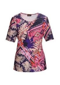 Print-Shirt GOLDNER "Stretchbequemes Shirt mit extravagantem Druck", Damen, Gr. 42, rosa (pink, gemustert), Obermaterial: 88% Polyester PES. 12% Elasthan EL., festlich, normal, Sonstiges, Shirts, Ohne